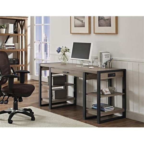 Walker Edison Furniture Walker Edison D60UBS30AG 60 x 30 in. Urban Blend Storage Desk - Driftwood & Black D60UBS30AG